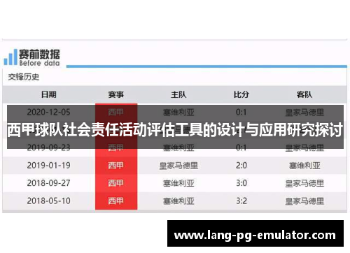 西甲球队社会责任活动评估工具的设计与应用研究探讨